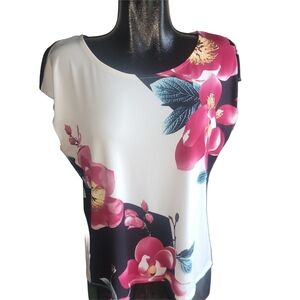 Laura Petites Floral Print Short Drop Sleeve Top Size XL